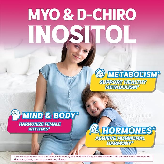 Inositol Supplement, Myo-Inositol & D-Chiro Inositol Supplements for Women, 40:1 Ideal Ratio, Hormone Balance and Women’s Wellness, 80 Vegan Capsules