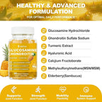Glucosamine Chondroitin Gummies with MSM & Elderberry Extra Strength 3000MG - Joint Support, Antioxidant Immune Support Supplement for Adults, Men & Women - 90 Pineapple Gummies