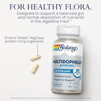 SOLARAY Multidophilus 12 Strain Probiotic 20 Billion CFU, Probiotics for Digestive Health and Gut Health Support w/Prebiotic Inulin, Made Without Dairy, 60 Day Guarantee, 25 Serv, 50 Enteric VegCaps