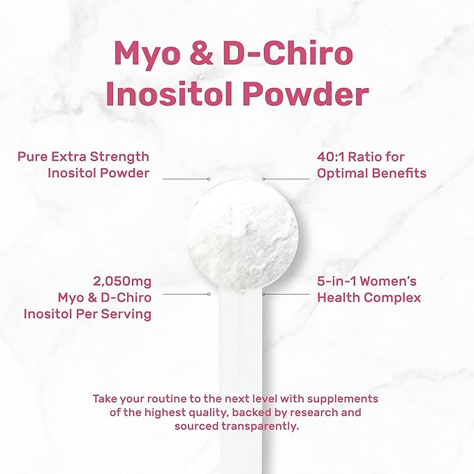 Myo-Inositol & D-Chiro Inositol Supplement Powder for Women | 40:1 Ratio with Methylfolate, Vitamin D3 & Vitex | Supports Hormonal Balance & Ovarian Health | Non-GMO | 8oz (109 Servings)