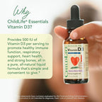 CHILDLIFE Essentials Vitamin D3 Drops for Kids, Children, & Toddlers - Liquid Vitamin D Drops, 500 IU per Drop, Immune & Bone Health Support, Natural Berry - 1 Fl Oz (Pack of 2)