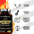 Black Maca Root 50:1 Extract 37,500mg – 60 Capsules Organic Peruvian Maca Peruana Supplement for Men | High Potency Energy, Mood & Performance Support | Vegan, Non-GMO