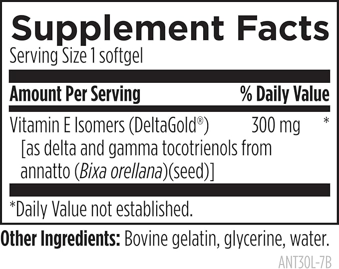Designs for Health Annatto-E 300mg Tocotrienols Vitamin E - Delta + Gamma Tocotrienols to Support Heart Health, Eye Health, Healthy Aging - DeltaGold Antioxidants Supplement (60 Vitamin E Softgels)