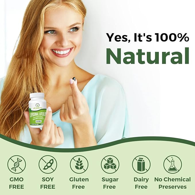 Liposomal Luteolin 500MG, Maximum Absorption, Potent Flavonoid, 60 Softgels, Luteolin Supplement, Non-GMO, Gluten Free