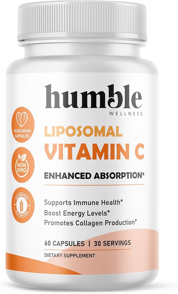Humble Liposomal Vitamin C - Advanced Absorption Formula | Powerful Antioxidant, Immune Support, Brain Health | Non-GMO, Soy-Free, Gluten-Free, Dairy-Free