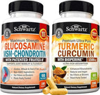 Glucosamine Chondroitin MSM Triple Strength Joint Support Supplement (2 Month Supply) Plus Turmeric Curcumin with Black Pepper Extract 1500mg Complex (2 Month Supply)