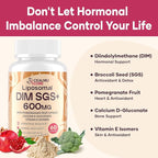 Liposomal DIM SGS Supplement - Estrogen Supplements for Women & Men Contains Sulforaphane Glucosinolate, Vitamin E, Pomegranate Fruit - Support Detox and Antioxidant (1 Pack)