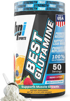 BPI Sports Best Glutamine Supplement, L Glutamine Powder for Gut Health, Muscle Recovery and Immune Support – 6 Advanced Glutamine Types + Vitamin C – 50 Servings – Berry Citrus Flavor