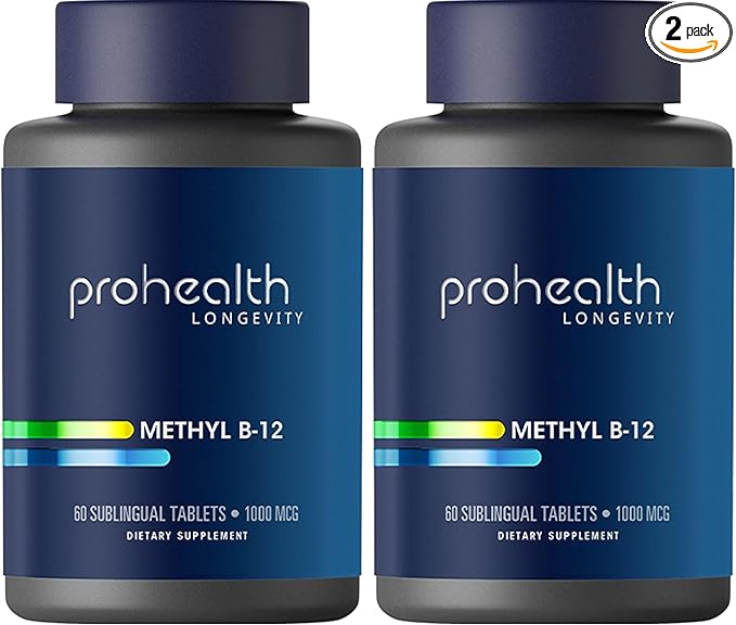 ProHealth Methyl B-12 Methylcobalamin (1000 mcg, 60 sublingual Tablets) (Vitamin B-12) (Pack of 2)