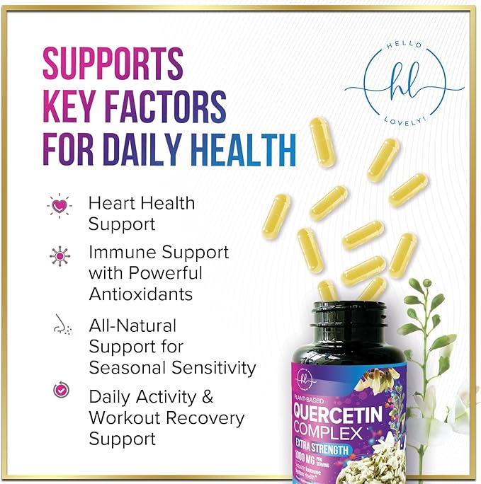 Quercetin Dihydrate 1000mg per Serving - Premium Plant-Based Bioflavonoids - Extra Strength Antioxidant Immune & Respiratory Health Support - High Absorption Quercetin Dihydrate - 60 Veggie Capsules