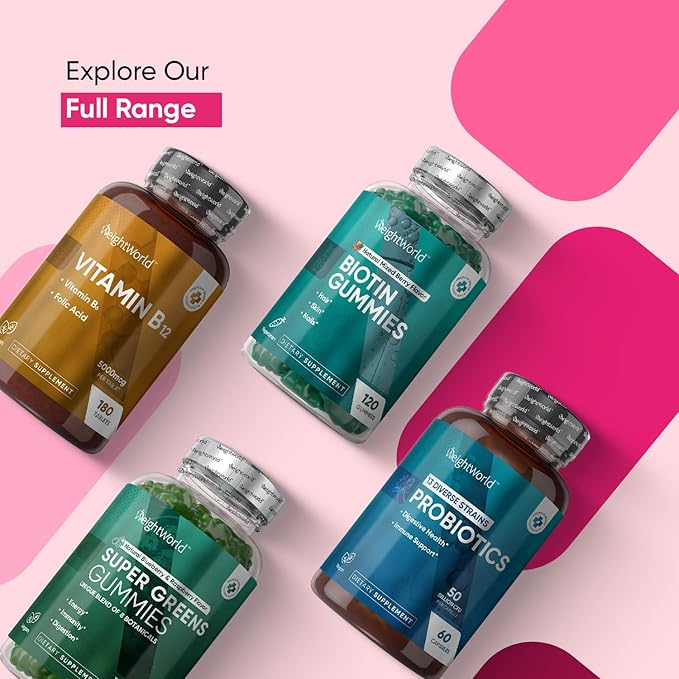 WeightWorld Adult Multivitamin Gummies for Women & Men of All Age - Halal-Suitable with Key Ingredients Like Vitamin A, C, D3, B6, B12 & Biotin - 50+ Mens & Womens Multivitamin Gummies - 120 Ct