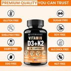VITBOOST Vitamin D3 K2 Complex - Easy to Swallow - Vitamin D (D3) 5000 IU (125 mcg) & K2(MK-7) 90 mcg | Non-GMO | Gluten-Free | USA Made | 120 Capsules