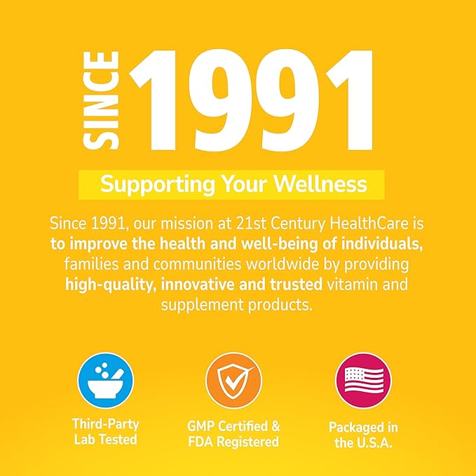 21st Century B-100 Complex Prolonged Release Tablets, 60 Count (Pack of 1), High Potency Vitamin B Complex for Nervous System, Energy Support, Includes Vitamin B1, B2, B6, Biotin & Calcium