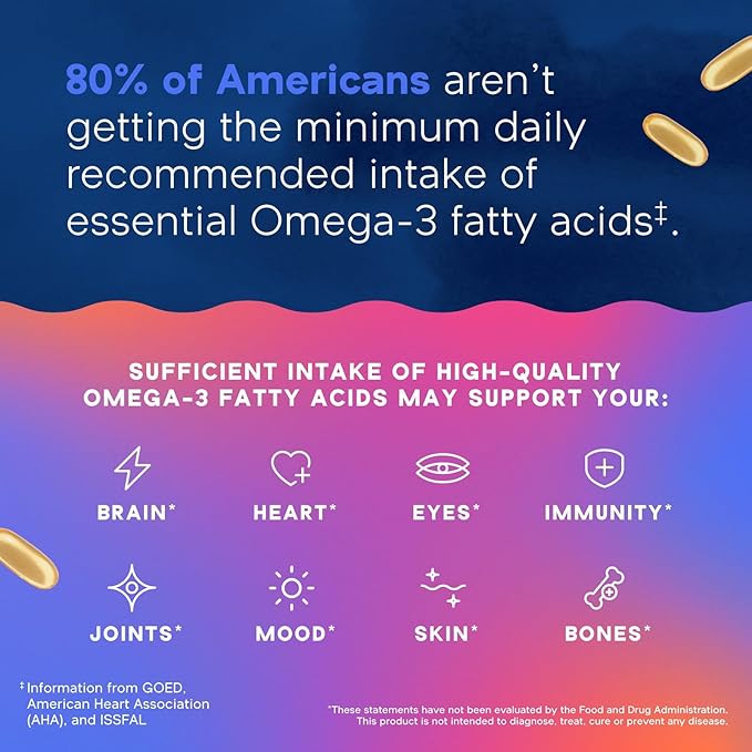 Oceanblue Essentials Brain Fuel Burpless Fish Oil High Potency Omega 3 DHA Supplement for Brain and Eye Support 1000 mg Tasty Orange Flavor 60 Count Softgels 1 Month Supply