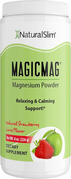 NaturalSlim MagicMag - Highly Absorbable Magnesium Citrate Powder for Relaxation, Energy, Better Sleep & Metabolic Support - Magnesium Supplement for Women & Men - Strawberry & Lime Flavored 8oz