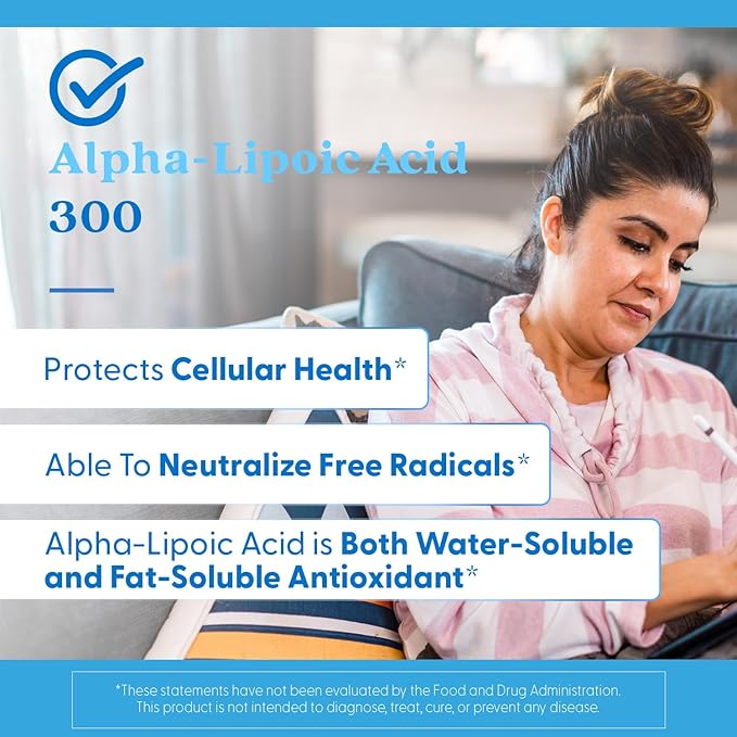 Doctor's Best Alpha Lipoic Acid Supplement 300mg - Alpha-Lipoic Acid Caps for Men & Women, ALA Antioxidant Support for Nerve Health, Aids in Cellular Function, Non GMO, Gluten Free - 180 Veg Capsules