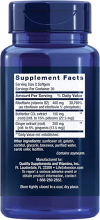 Life Extension Migra-Eeze - Butterbur Root Extract with Vitamin B2 (Riboflavin) & Ginger Supplement - Formula to Ease Head Discomfort - Gluten-Free — 60 Softgels