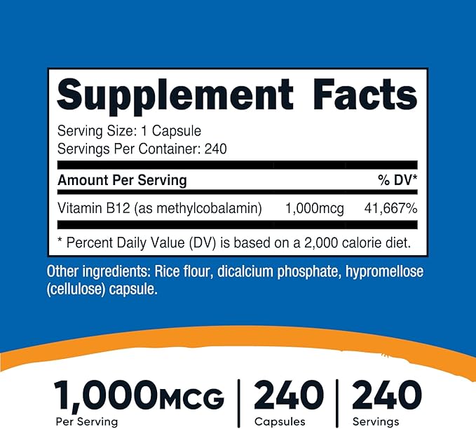 Nutricost Vitamin B12 (Methylcobalamin) 1000mcg, 240 Capsules - Vegetarian, Non-GMO & Gluten Free B12 Supplement (Pack of 2)