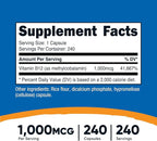 Nutricost Vitamin B12 (Methylcobalamin) 1000mcg, 240 Capsules - Vegetarian, Non-GMO & Gluten Free B12 Supplement (Pack of 2)