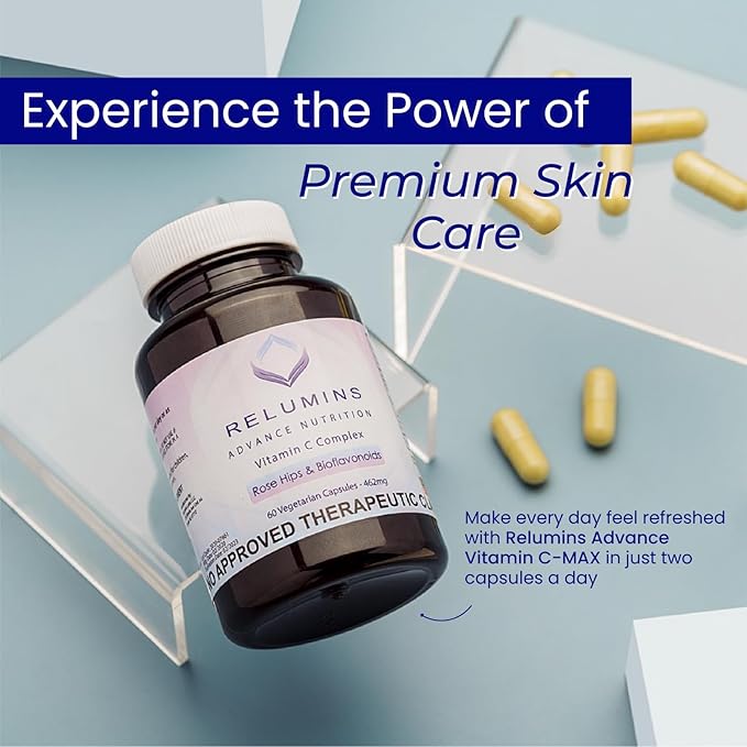 Relumins Advanced Vitamin C Supplement with Rose HIPS - 1000mg of Vitamin C, Immune Support & Collagen Production, Made in USA, Ultimate Wellness Gift for Mom, 180 Capsules (30-Day Supply)