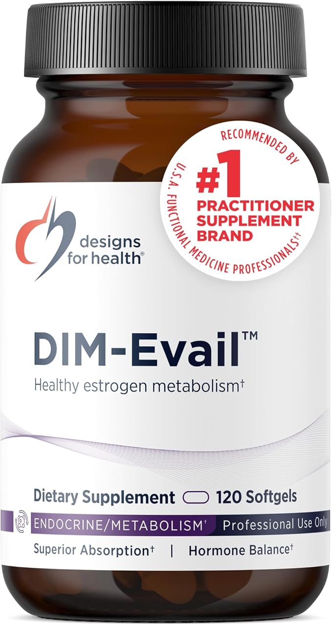 Designs for Health DIM-Evail - 100mg DIM Supplement Enhanced Absorption Diindolylmethane - Supports Healthy Estrogen Metabolism & Women's Health - Non-GMO & Soy-Free (120 Softgels)