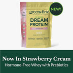 Greens First Dream Protein Powder Whey - 20g Protein per Serving - Hormone-Free with Prebiotics - Non-GMO - No Artificial Sweeteners/MSG/Aspartame - Strawberry Cream - 27.96 oz