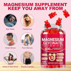 Magnesium Glycinate Gummies 600mg, Sugar Free Magnesium Gummies for Adults, Chewable Potassium Supplements for Sleep, Body Support and Relaxation, 2 Pack