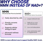 NMN 1000mg Supplement Per Serving,99.9% Pure Nicotinamide Mononucleotide,NAD+ Support Cellular Energy & Healthy Aging for Men & Women,60 Capsules(30-Day Supply),Third-Party Tested,cGMP