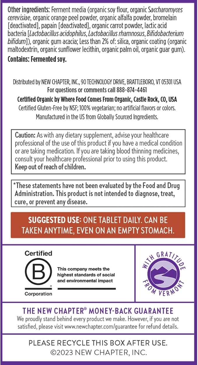 New Chapter Men’s Multivitamin, B6, Extra B12, D3, Vitamin C & Zinc, Immune, Heart, Cellular Energy, and Brain Health, Gentle on The Stomach, One Daily, Non-GMO, Gluten-Free, 18+, 48 Tablets