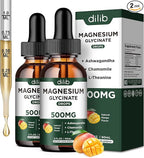 Magnesium Glycinate Liquid Drops Supplement, with Magnesium Glycinate 500mg Ashwagandha, L - Theanine, Chamomile -Support Stress Relief, Bone, Muscle, Mood Mango Flavor 2Pack