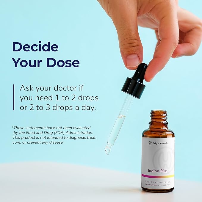Iodine Plus - Kelp-Based Liquid Supplement Supports Thyroid - Boosts Energy, Improves Sleep, and Enhances Mental Clarity, 60 0.04% Servings