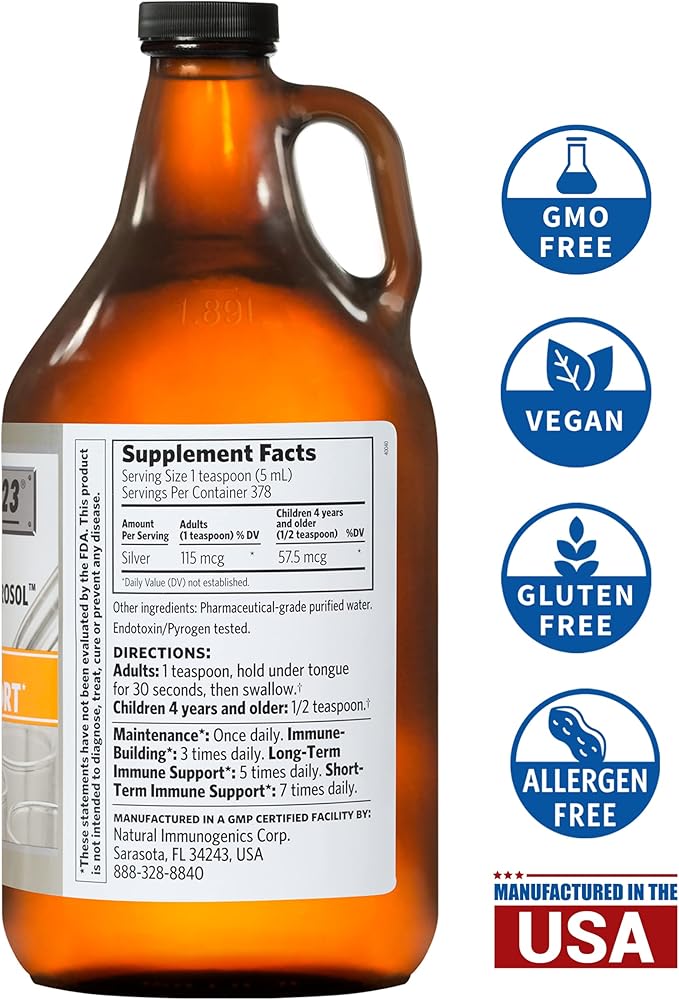 Argentyn 23 Professional Immune Support - Colloidal Silver, Bio-Active Silver Hydrosol, 23 ppm, Liquid Twist Top, 64 Fl Oz (1,892 mL)