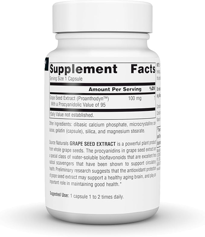 Source Naturals Grape Seed Extract, Proanthodyn, Antioxidant Protection*, 100 mg - 60 Capsules