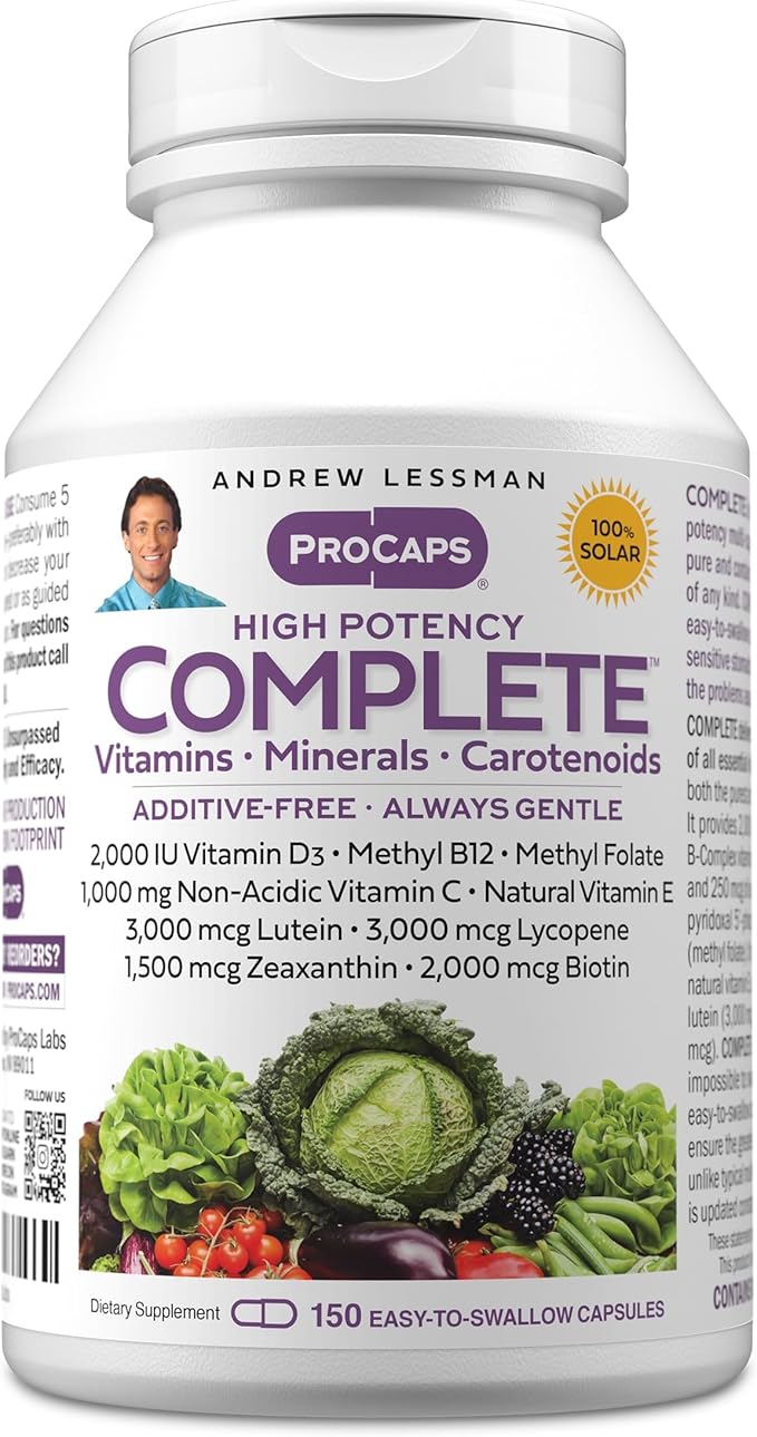 ANDREW LESSMAN Multivitamin - Complete 150 Capsules - High Potencies of 30+ Nutrients, Essential Vitamins, Minerals, Carotenoids. Small Easy-to-Swallow. No Binders, No Fillers, No Additives