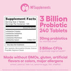 Natural Foundation Supplements Vaginal Probiotics Supplement Supports PH Balance & Intimate Flora 240 Tablets 3 Billion CFU (240, Vaginal Probiotics)