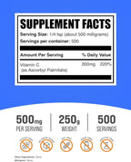 BulkSupplements.com Ascorbyl Palmitate Powder - Vitamin C Ester, Vitamin C Supplement - Gluten Free, 500mg per Serving, 250g (8.8 oz) (Pack of 1)