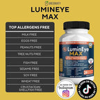 LuminEye MAX Eye Health Supplement, 60 Veggie Capsules, with Lutein, Bilberry Extract, 24 Premium Ingredients, Maximum Strength Vision Support (3)