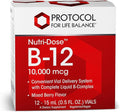PROTOCOL FOR LIFE BALANCE Nutri-Dose B-12 10,000mcg - Liquid Vitamin B-12 - for Energy, Nerve Health & Metabolism Support* - with Folate & Biotin - Convenient Vials - High Potency B-12-12