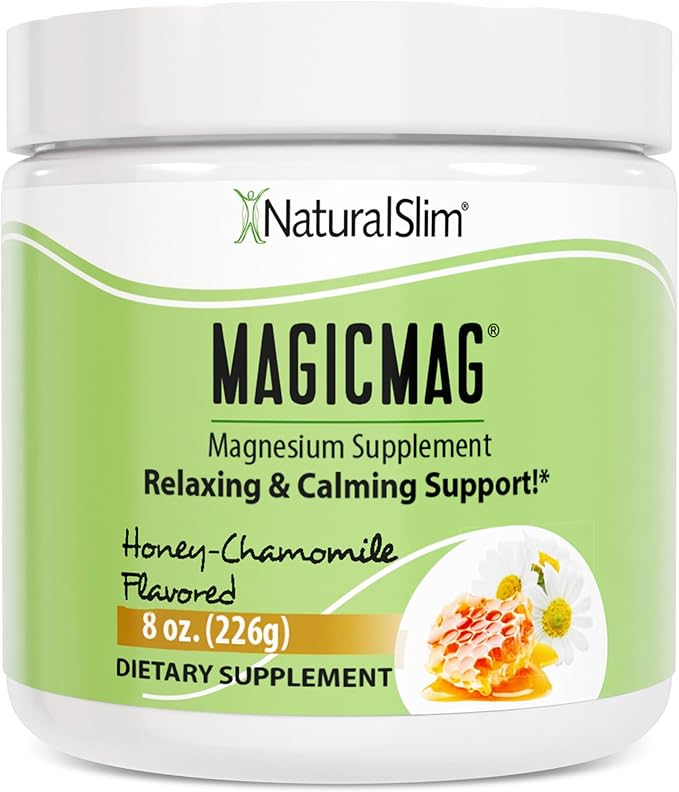 NaturalSlim MagicMag Magnesium Citrate Powder Drink for Relaxation, Stress, Constipation, Better Rest & Digestive Health, Magnesium Supplement for Women and Men, Honey Chamomile 8oz