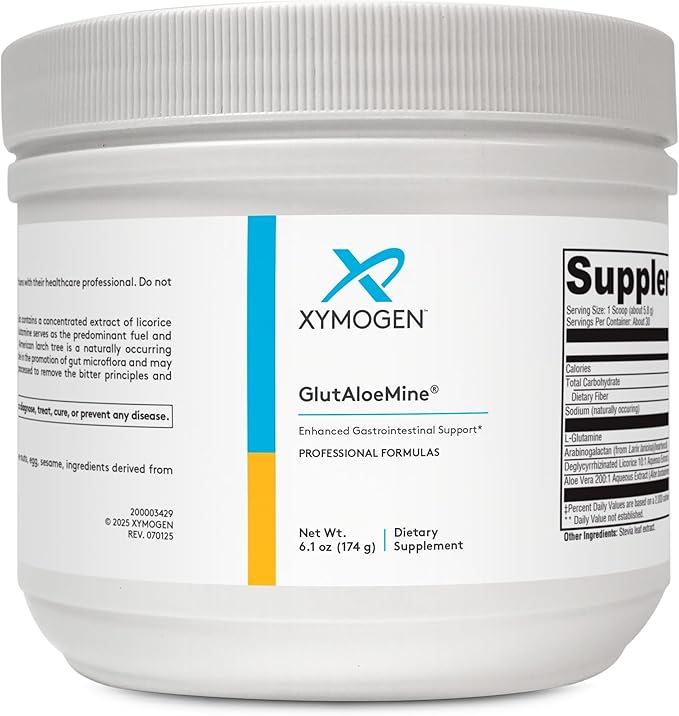 XYMOGEN GlutAloeMine - 3 g L-Glutamine with Aloe Vera Extract - GI Lining & Digestive Wellness Support Prebiotic Gentle Gut Health Powder - Vegan & Non-GMO - 6.1 oz (30 Servings)