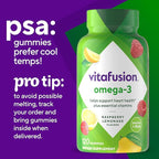 Vitafusion Omega-3 Gummy Vitamins, Berry Lemonade Flavored, Heart Health Vitamins(1) With Omega 3 EPA/DHA and Vitamins A, C, D and E, America’s Number 1 Vitamin Brand, 60 Day Supply, 120 Count