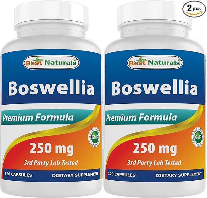 Best Naturals Boswellia Serrata Joint Health 250 mg 120 Capsules - Standardized to 65% Boswellic Acid (120 Count (Pack of 2))