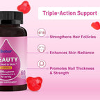 Biobor Natural 6000mcg Biotin Gummies No Sugar Added, Hair Skin and Nails Beauty Gummies with Vitamins A C E for Women Men, GMO Free, Gluten Free