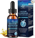 (4 Pack) 10 in 1 Calcium Magnesium Zinc Supplement, Magnesium Glycinate Complex Liquid Drops with Vitamin D3 K2 B6, Vegan Calcium Citrate Bone & Immune Health Support, Sleep & Cramps, Boron, 1 Fl Oz