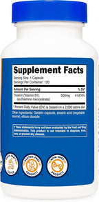 Nutricost Vitamin B1 (Thiamin) 500mg, 120 Capsules (3 Bottles)