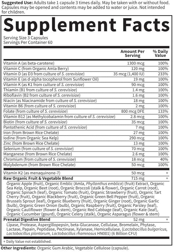Garden of Life Vitamin Code®, RAW Prenatal™, 180 Vegetarian Capsules, (Pack of 2)