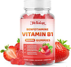 Vitamin B1 Gummies 500mg with Benfotiamine – Thiamine Supplement for Women & Men Supports Healthy Energy Metabolism & Immune, Sugar-Free | Vegan | Non-GMO, Natural Strawberry Flavor, 120 Count