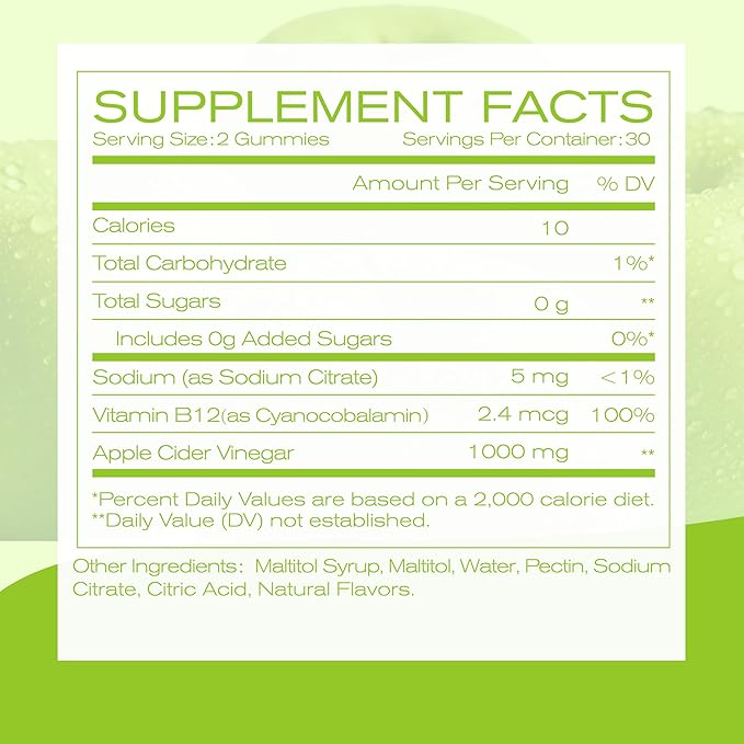 NEWELLME ACV Gummies with the Mother & B12 – Sugar-Free, Great-Tasting Vegan Gummies for Digestion, Metabolism & Daily Energy Support, 120 Count