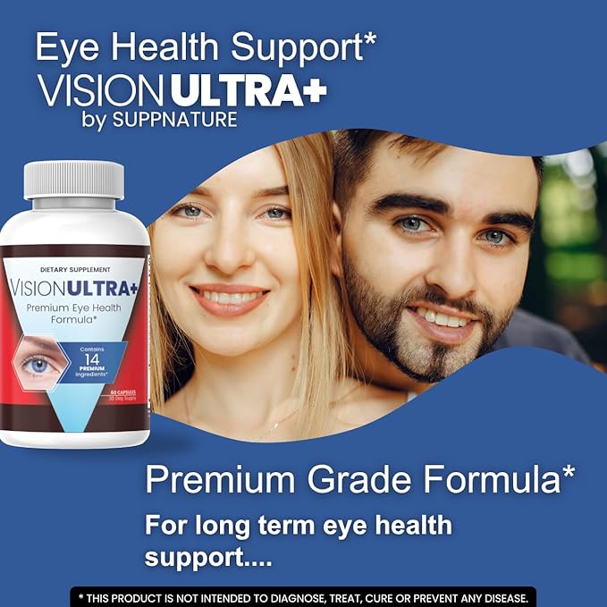 (3 Pack) Official VisionUltra+ Eye Health Support Supplement Premium Blend*, Vision Ultra+ Capsules Eye Health Formula with Lutein, Beta-Carotene, Vitamin B12 and Zinc, 180 Capsules