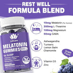 Melatonin 20mg Gummies for Adults (2 Packs) Extra Strength with L-Theanine, Ashwagandha, Magnesium, Turmeric, GABA, Lemon Balm and Chamomile for Supports Healthy Circadian Rhythm, Grape Flavor, 120ct